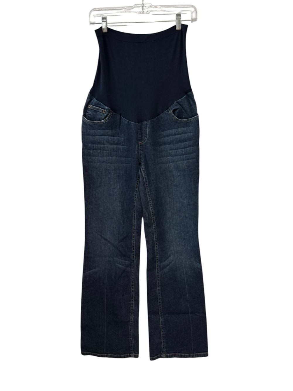 Indigo Blue Small Dark Wash Maternity Wide Leg Jeans Stretch Over Belly Denim